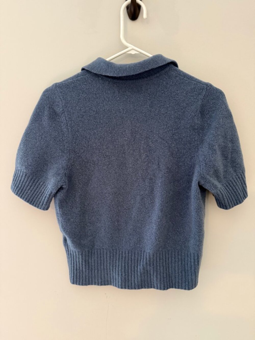 Abercrombie Merino Wool Blue Short Sleeve Collared Cardigan Women’s M - Picture 6 of 6